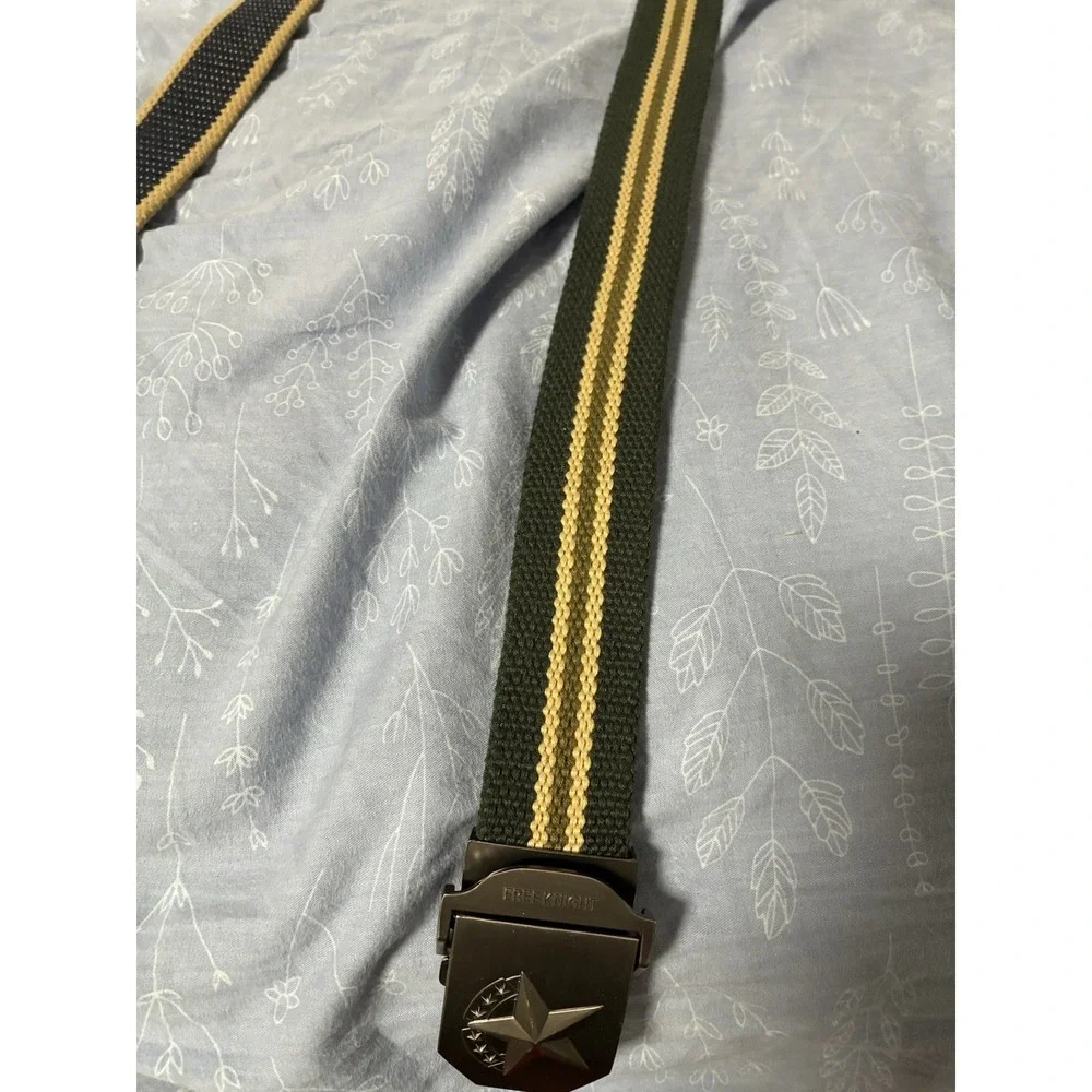 Jeep Canvas Belt Olive Green 40 Inch Striped Webbing Free Knight Star Buckle